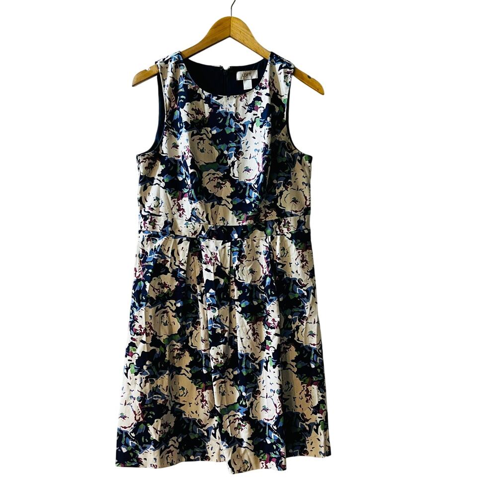 Ann Taylor Loft Abstract Floral Sleeveless Dress Size 6 Multicolor - Picture 6 of 6